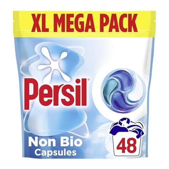 Persil Non Bio Laundry Capsules, 48 Washes - 4-in-1 Laundry Capsules, Fast-Dissolving, Lifts Stains 1st Time, Gentle Next To Sensitive Skin And Leaves Laundry Fresh Even In Quick & Cold Washes