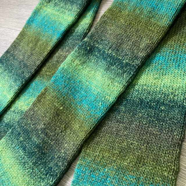 Hand-knit scarf - Shades of Green