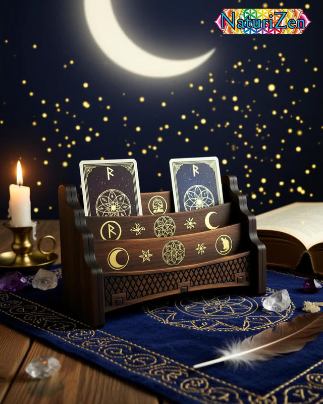Découvrez notre élégant porte-cartes de tarot et d&#039;oracles en bois