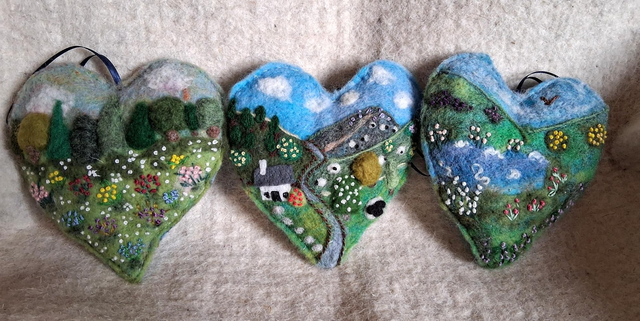 Needle Felt Wool Painted Lavender Bags Large