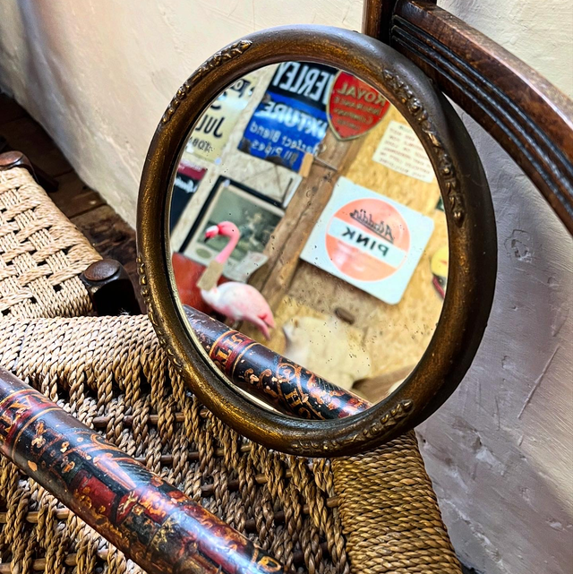 Small Early 20th Century Round Wall Vanity Mirror