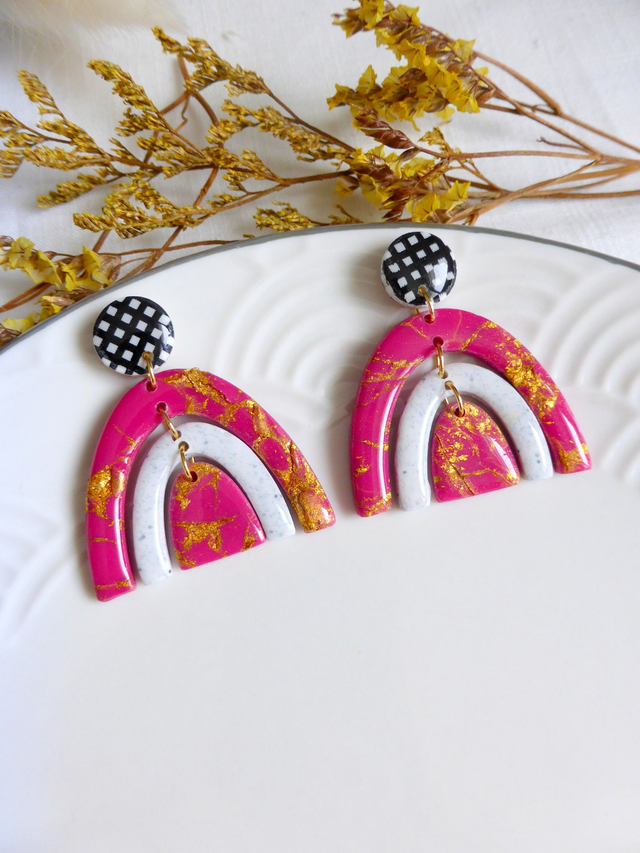 Boucles d'oreilles arc-en-ciel - Framboise Audacieuse