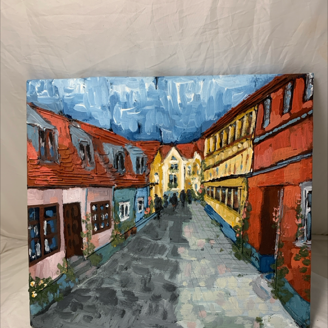 «Eitempera „Århus- Møllestien»  auf Keilrahmen 30x30cm