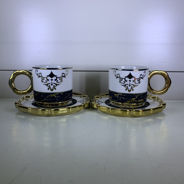 Service à café 6 pièces-doré blanc noir argenté-