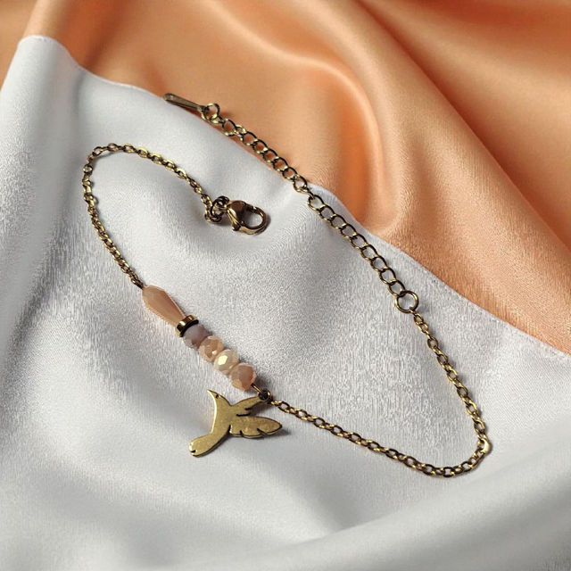 Bracelet acier inoxydable pêche et doré