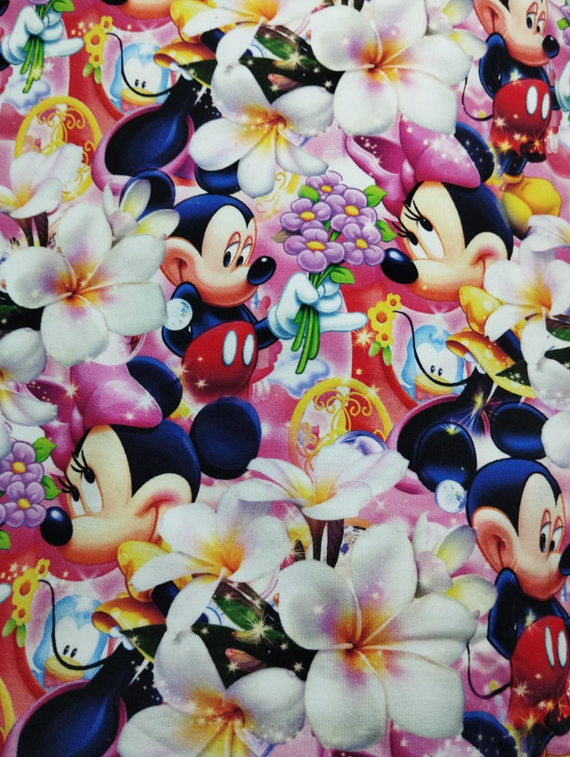Tissu Minnie Mickey Fleurs pour COMMANDE 