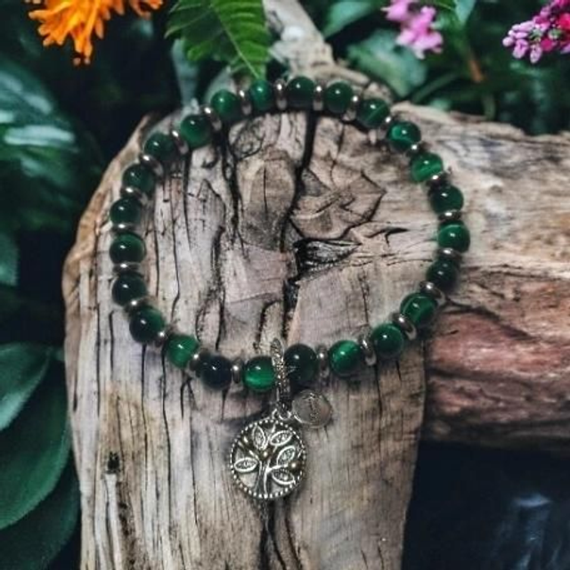 Bracelet Pandolith Oeil de tigre vert(Protection, Bien-être 