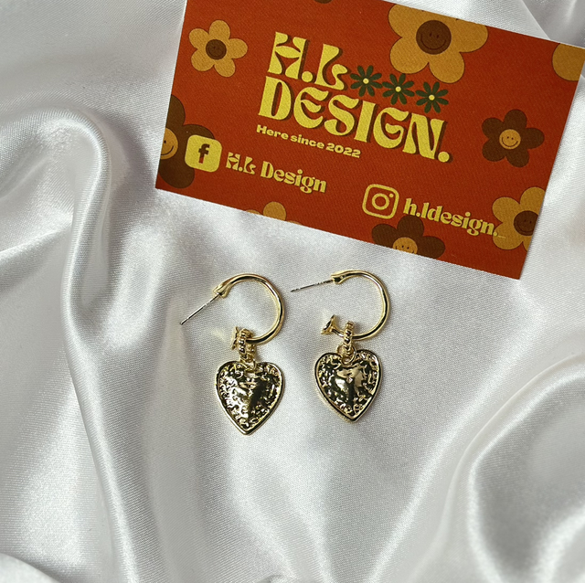 Gold Heart Hoop Earrings