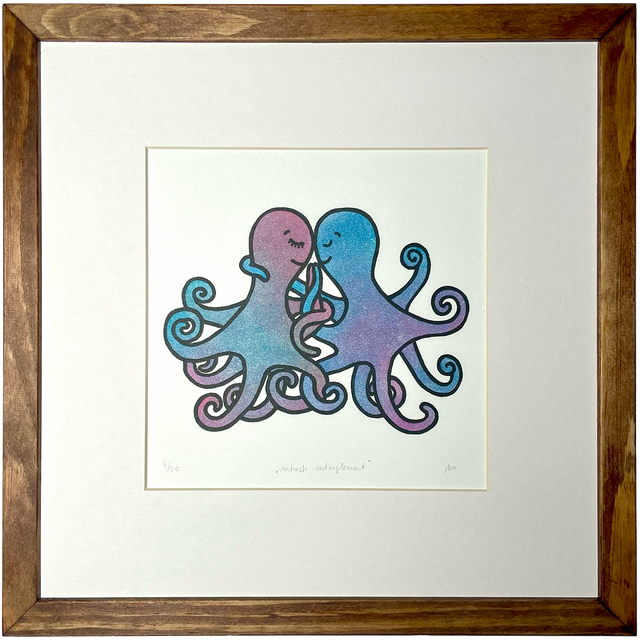 Linoldruck "Intimate entanglement" 30x30cm