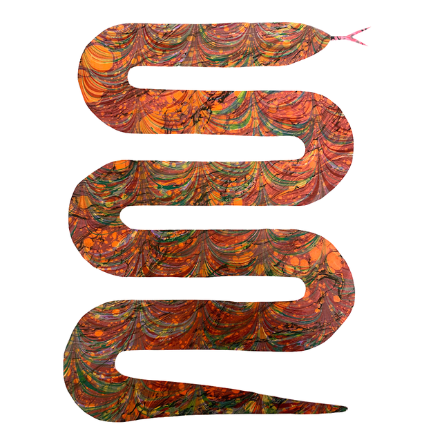 A3 Hand Cut Snake Illustration - Orange