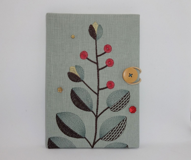 Art Deco A5 Fabric Covered Travel Journal, Embroidered Hardback Sketchbook