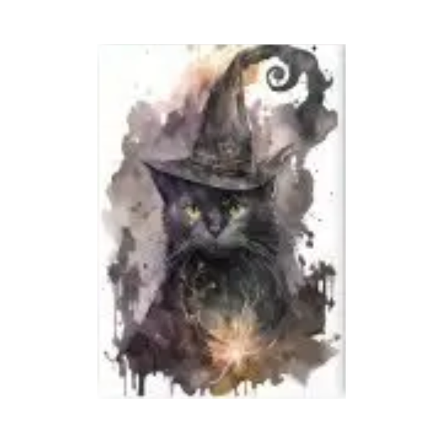 Cauldron Glow Witch Cat Greeting Card