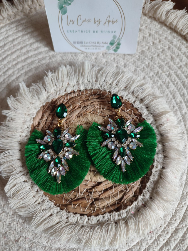 BO Big bohème strass vert Brésil 0000126