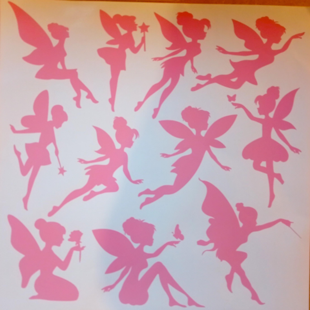 Set of 11 Decorative Fairy Sticker Decals - For Car, Windows, Walls, Furniture, Tiles, Mirrors 