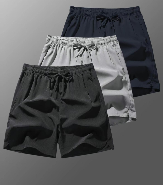 Short de plage hommes ,couleur unie, avec cordon de serrage à la taille