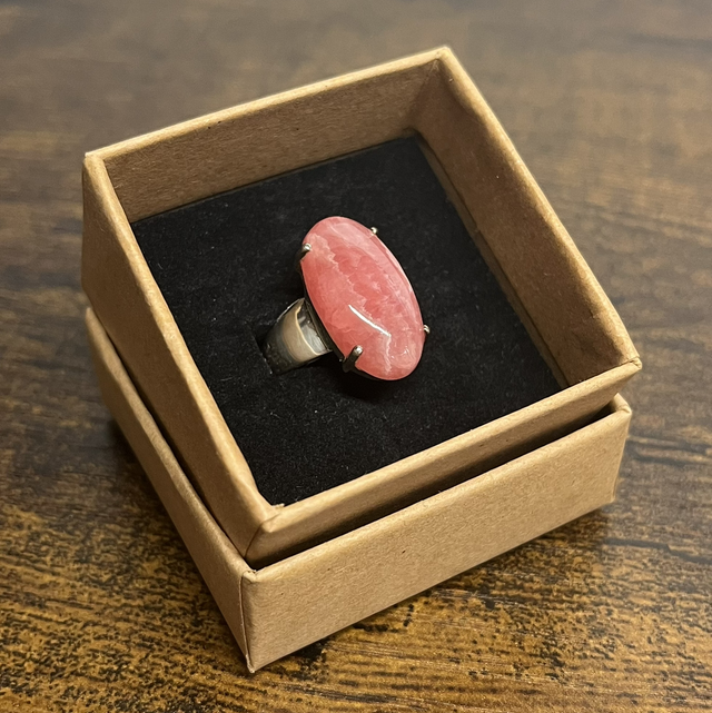 Bague en argent et Rhodochrosite - Taille 55