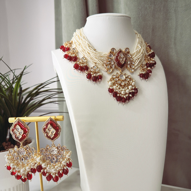 Ruby Kundan Necklace Set