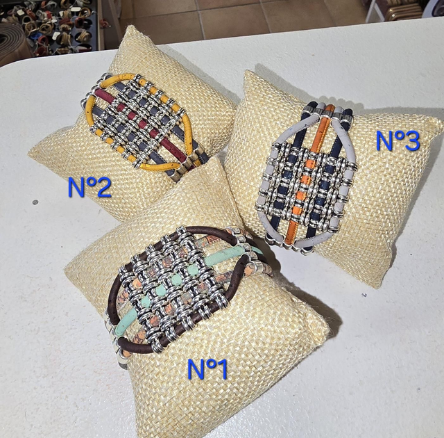 Bracelet/manchette "Simone" en cordon de liège fin 5 rangs 