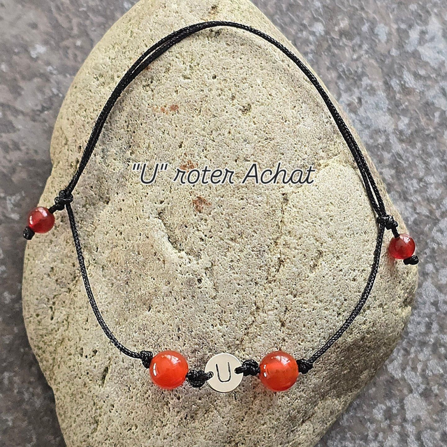 Initialen Armband "U" roter Achat 