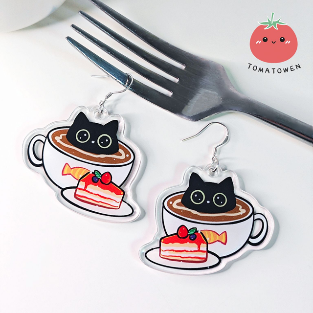 s925 Silver Acrylic Earrings: Coffee &amp; Cake Kola