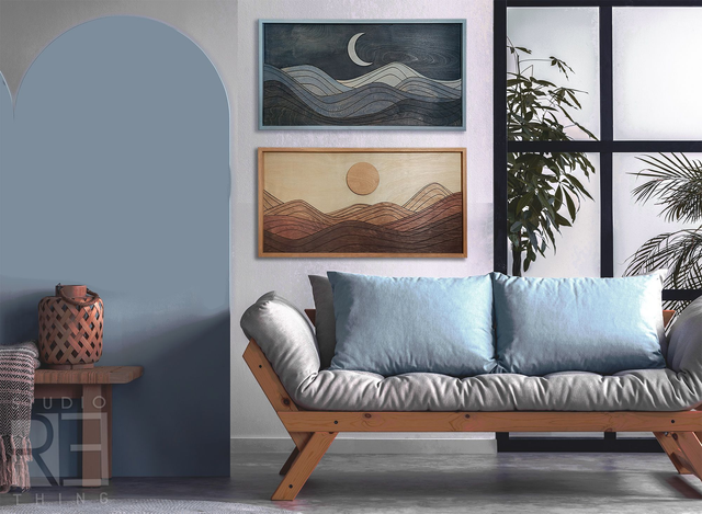 „Fale Krajobrazu” — drewniany dyptyk ścienny z grawerem