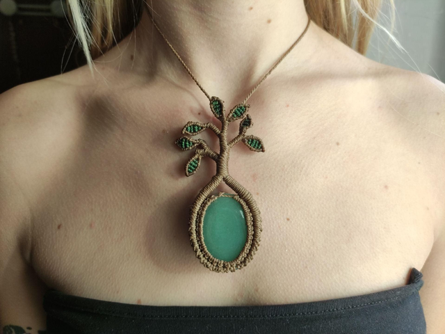 Collier arbre • aventurine verte