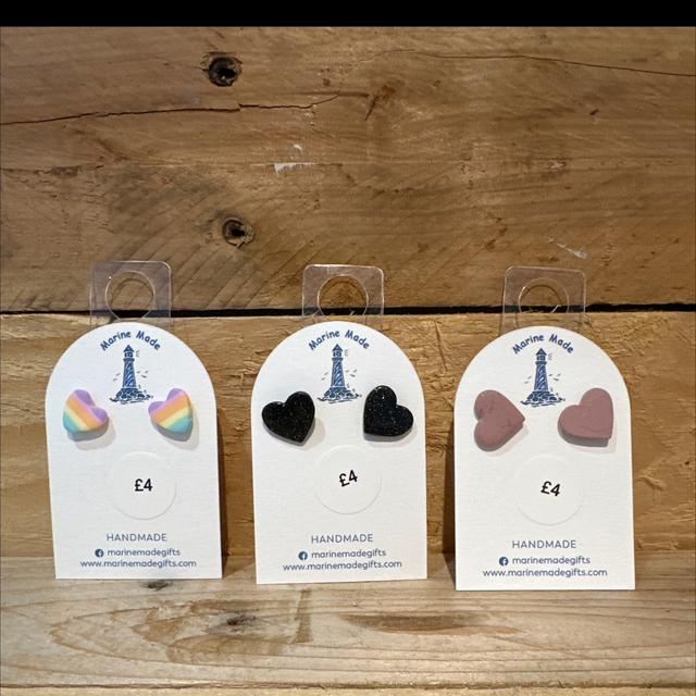 Heart Polymer Clay Stud Earrings 