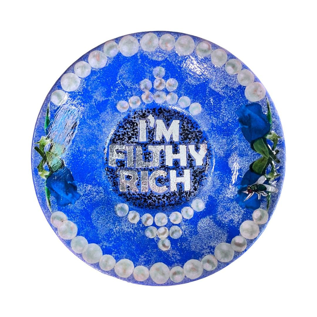 "I'm Filthy Rich" Blue Upcycled Trinket Dish - House of Frisson