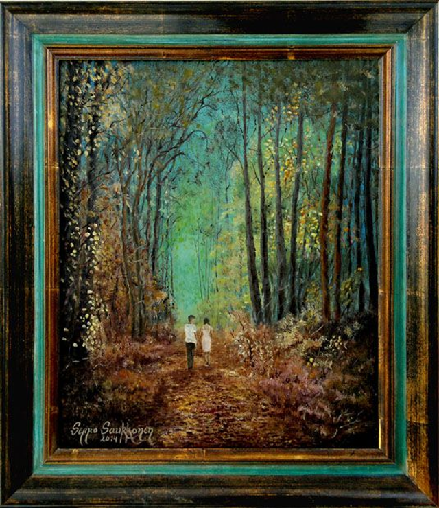 Kaksin metsätiellä (50x40 cm)