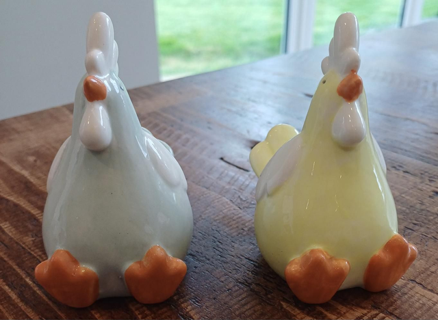 Blue and Yellow Ceramic Chickens 10cm