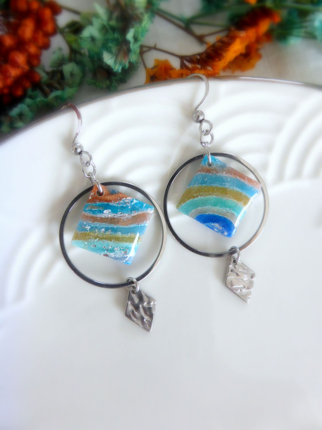 Boucles d'oreilles pendantes - Reflets Marins