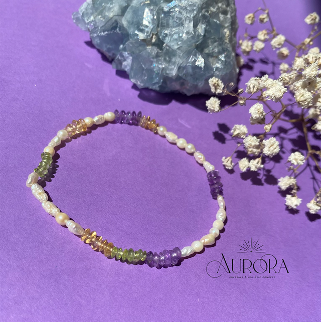 Multi Armband Amethyst Citrin Peridot 