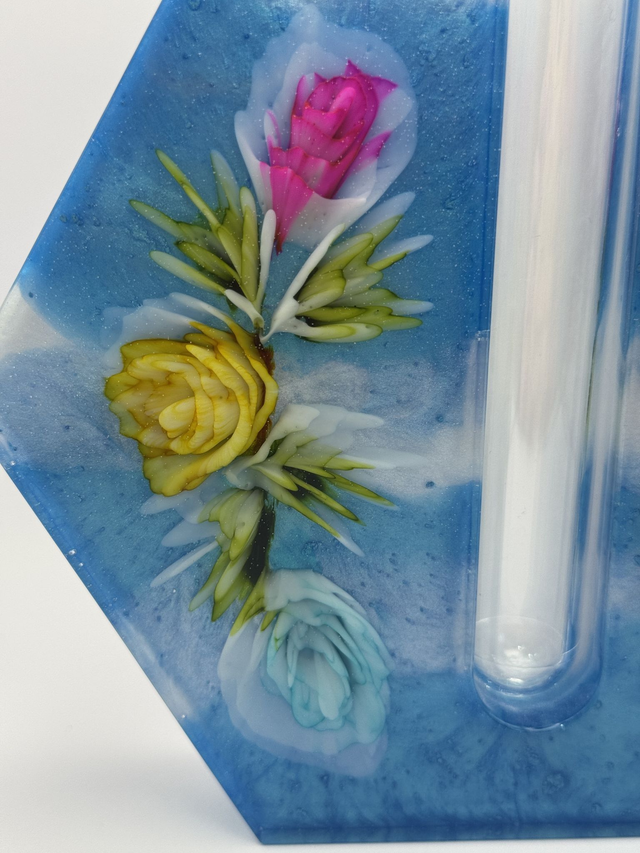 Hexagonal Bloom Resin Propagation Vase
