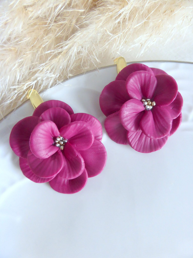Boucles d'oreilles bordeaux - Floramour