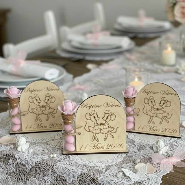 Support & Fiole à dragées thème Souris