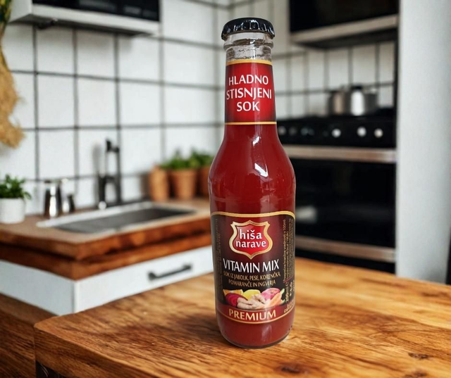 Vitaminski Mix – Naravni sok iz jabolk, rdeče pese, korenčka, pomaranče in ingverja