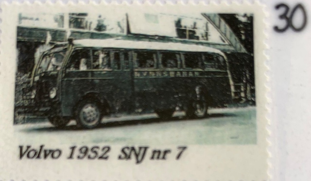 Brevfrimärke 30 - Volvobuss 1952 SNJ nr 7