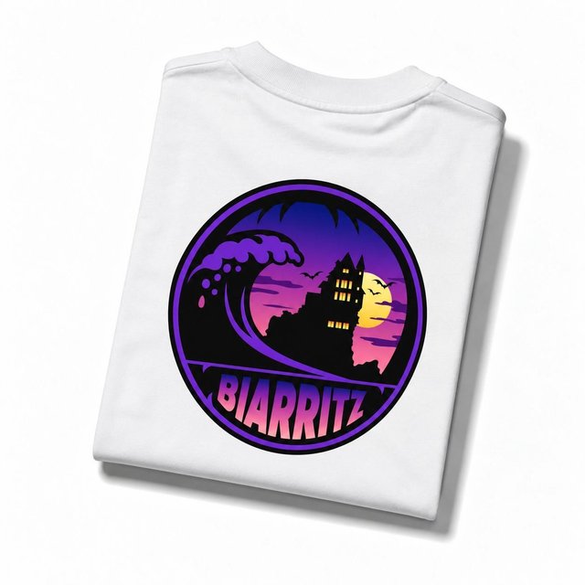 T-shirt blanc Belza Halloween violet 