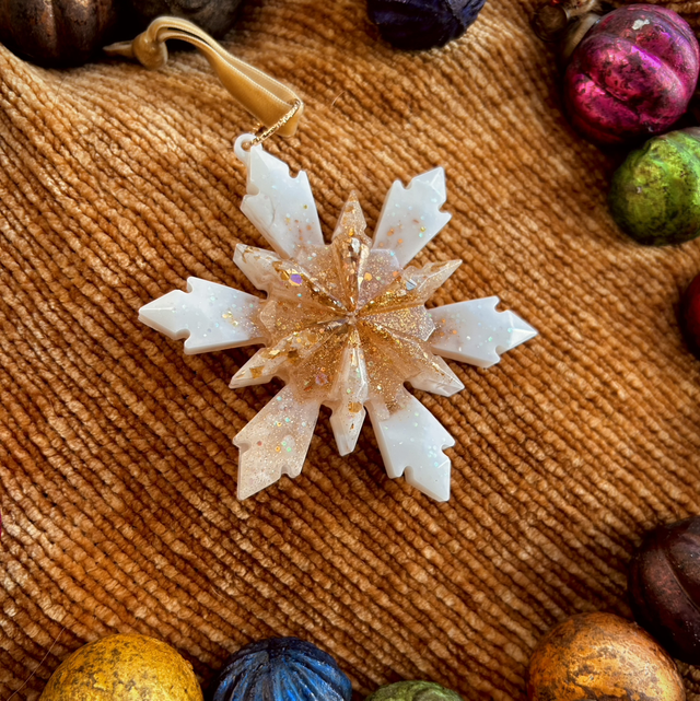Snowflake Decoration - White and Gold