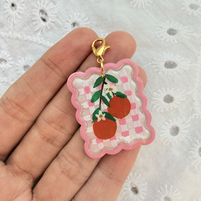 Oranges Pink Gingham Charm