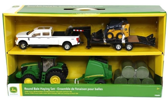 ERTL 68841 JD coffret 7270R. Presse et chargeur, 4x4, remorque 