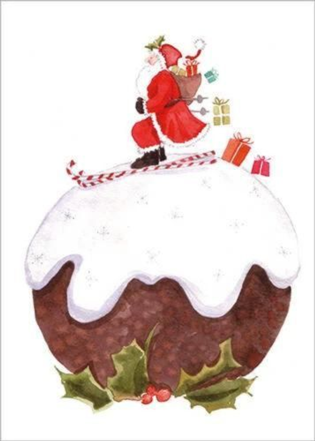 XCA09 Santa on a Christmas Pudding - Pack of 8