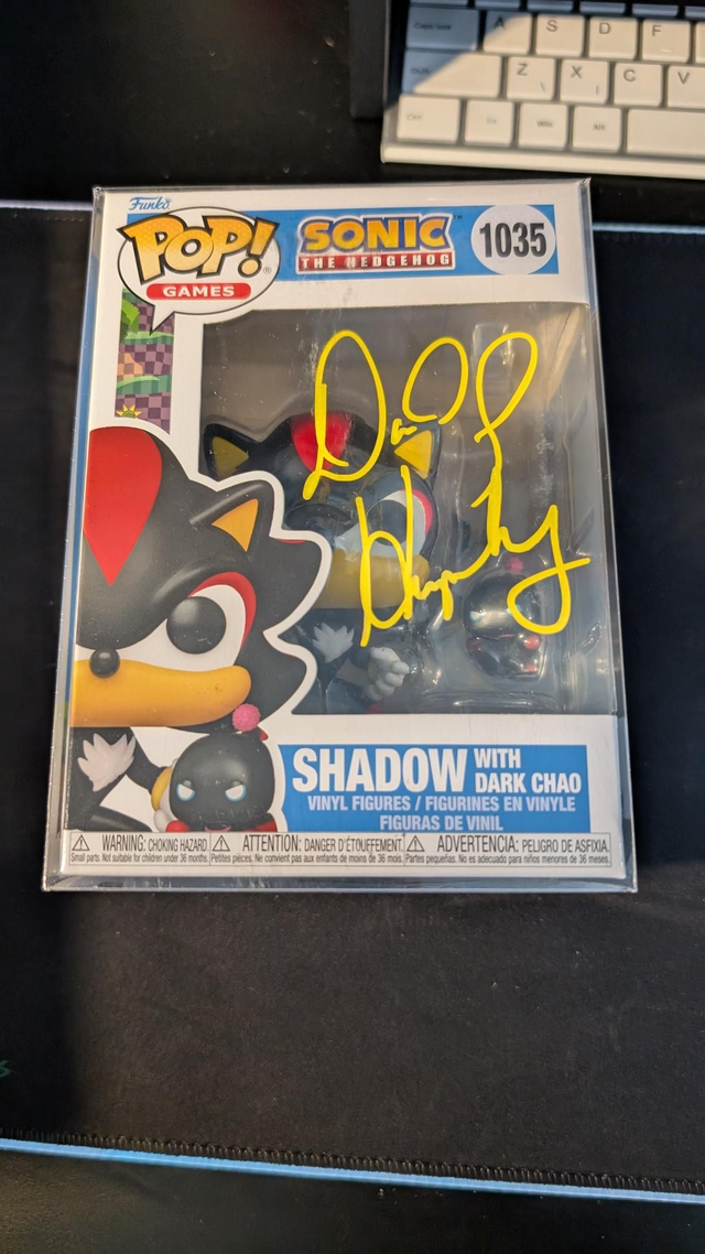 Funko Pop Sonic The Hedgehog Shadow and Dark Chao 1035 Signed By David Humphrey with SWAU Authentication 