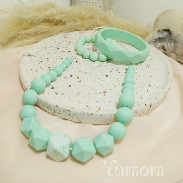 Maxi Minty - Collier d'allaitement, de portage et de dentition en silicone