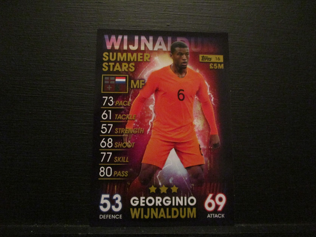 Georginio Wijnaldum - Summer Stars Match Attax 101 Original Trading Card