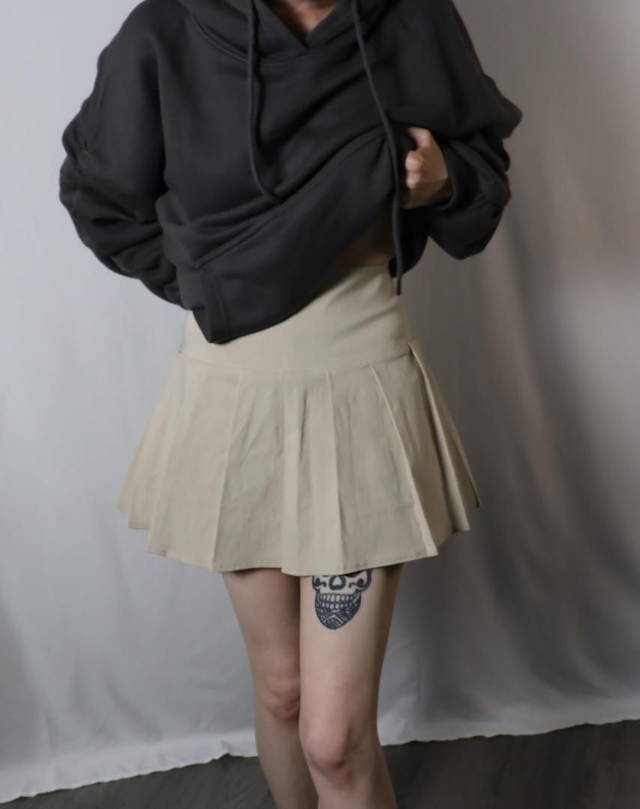 Beige Pleated Skort