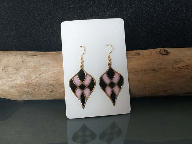 Boucles d'oreilles damier en feuille