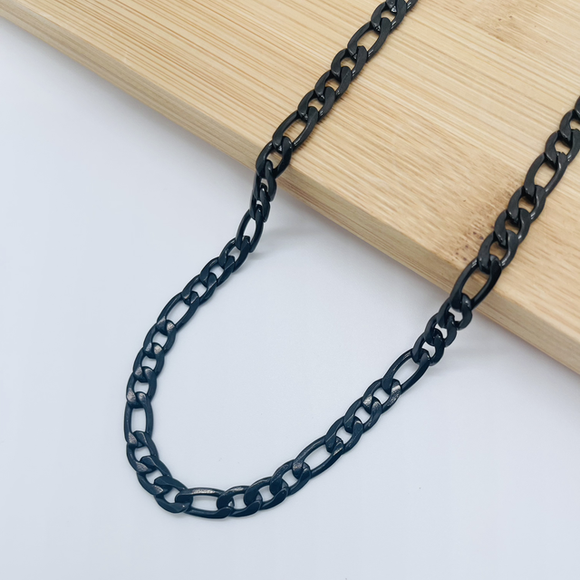 Collier maille figaro 6mm noir homme