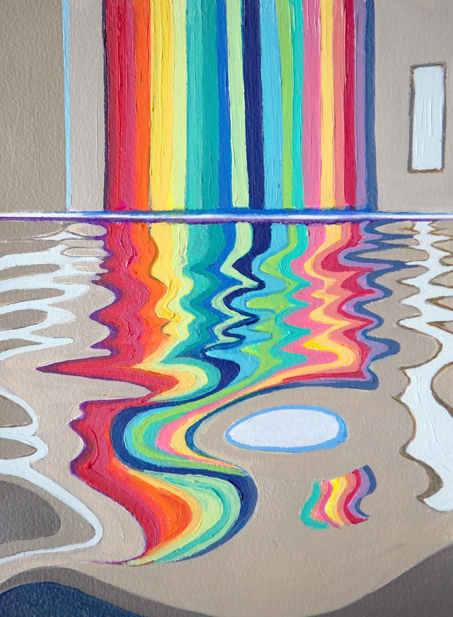 Abu Dhabi rainbow reflection - original painting 