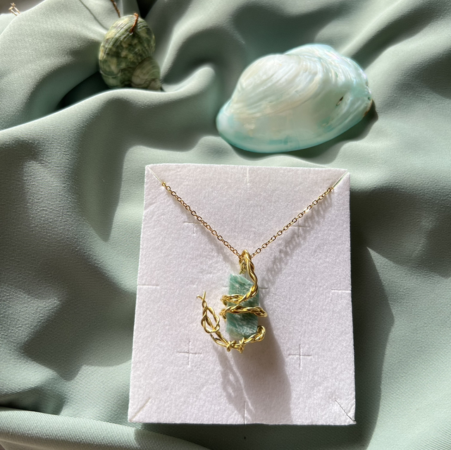 Collana in amazzonite grezza , prov : Russia 🇷🇺, acciaio inox 